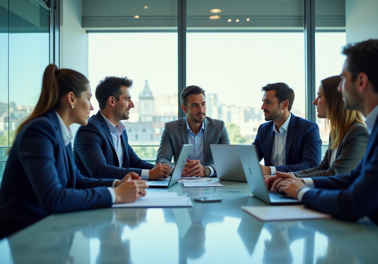 Team aziendale collaborativo in un ufficio moderno a Roma